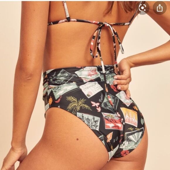 Reformation High Waisted Postage Postcard Bikini Bottoms XS NEW NWOT - Picture 2 of 6